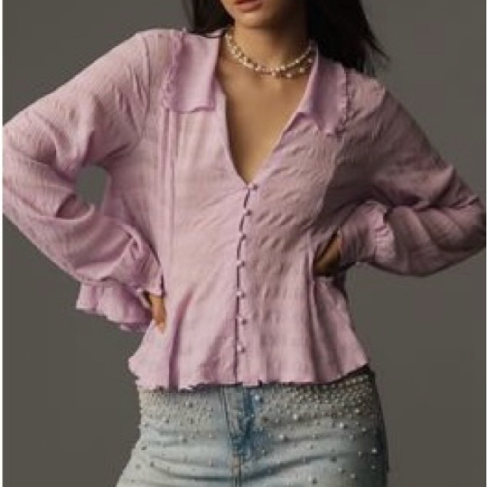 Anthropologie Light Purple Button-Up Blouse